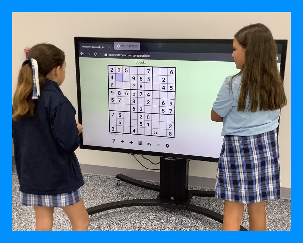 STREAM: Students at the clear touch board.